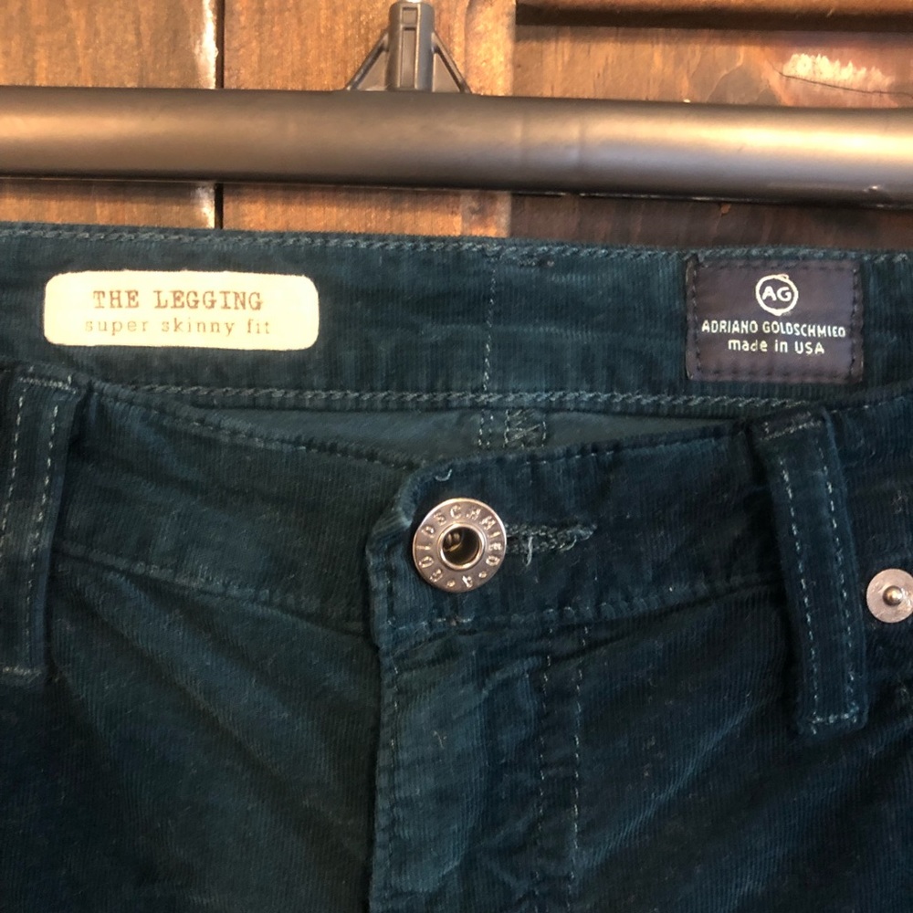 AG Adriano Goldschmied Super Skinny the Legging Cord Pants stretchy size 28 Teal - Picture 6 of 8